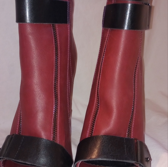 Peep Toe Double Belt Buckle Ankle Boots Gladiator Woman Side Zipper size 7.5 - Picture 8 of 10